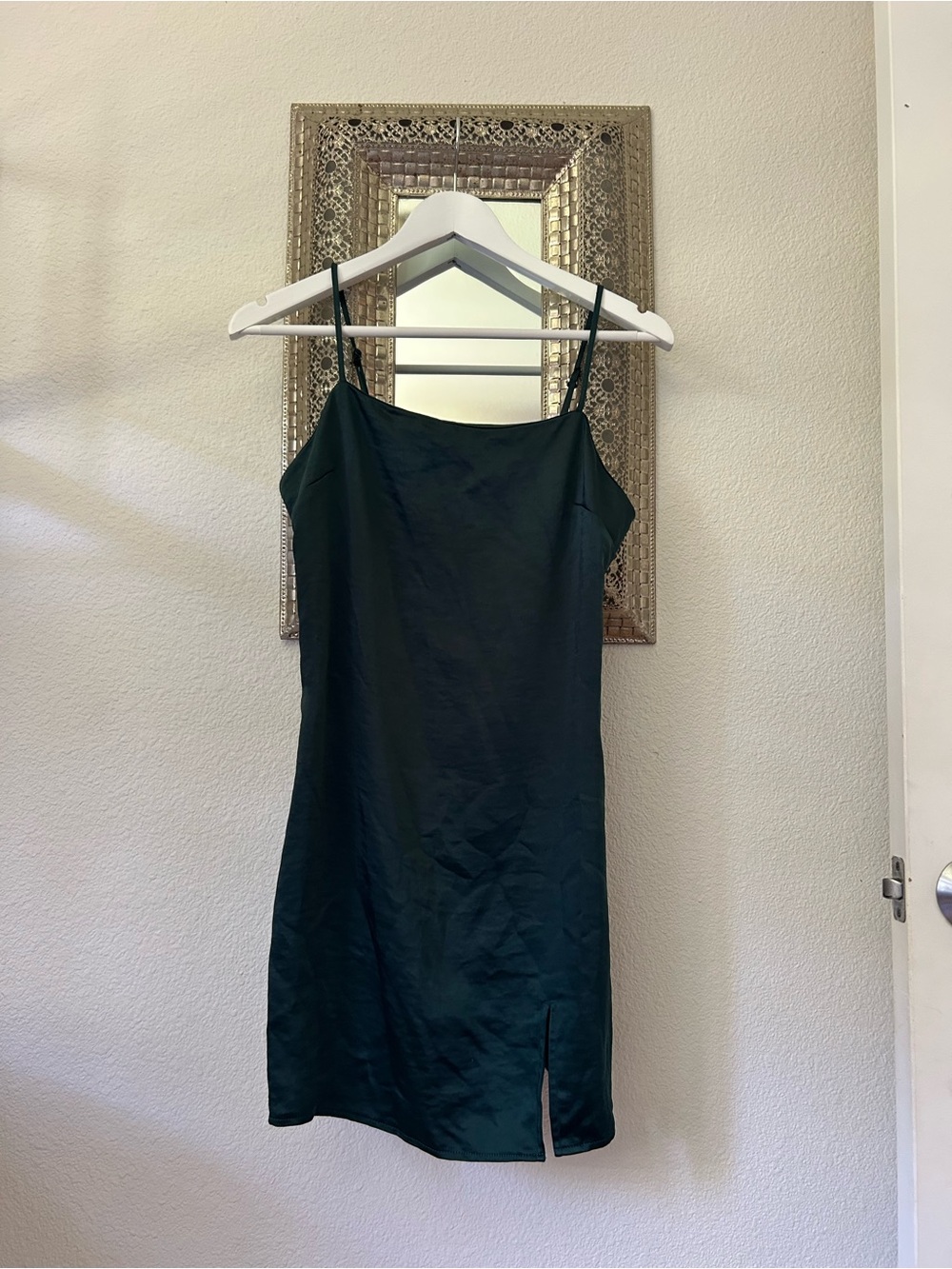 Kendall & Kylie Dark Green Slip Dress with Side Slit